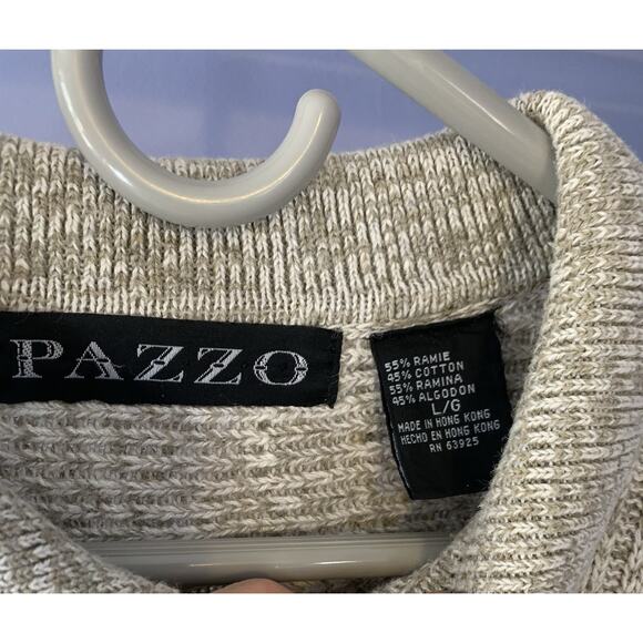 Pazzo mens sweater half up zipper Ramie Cotton gray preppy old money Hong Kong L - Picture 2 of 4